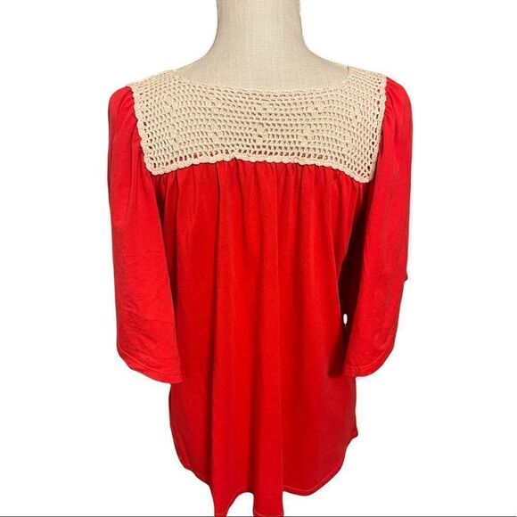 Vava by Jo Hon Embroidered Bunny Boho Tunic Top in Red Size Medium - Picture 6 of 14